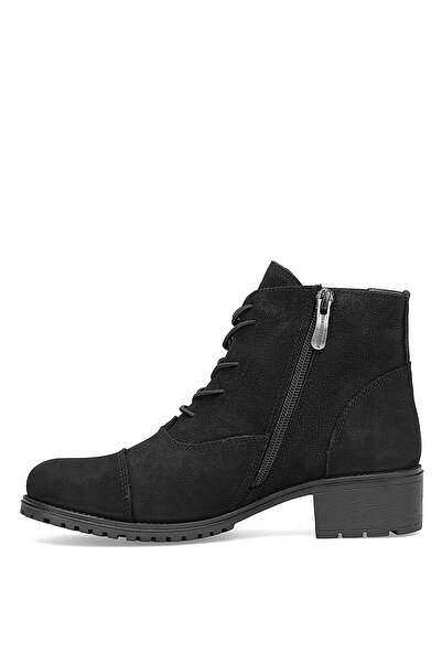 Mammamia D25Kb-1645 Women's Genuine Nubuck Leather Heeled Boots Black