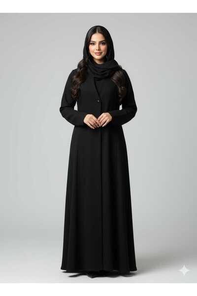 Elegant عباية بليزر بقماش الكريب بالون الاسود