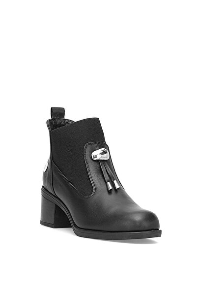 Mammamia D25KB-1805 Γυναικείες μπότες με τακούνι από γνήσιο δέρμα μαύρο