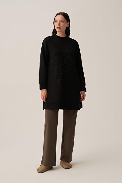 ALLDAY Siyah-Yumuşak Dokulu Nakışlı Sweatshirt