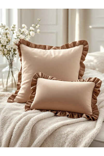 FARCY Σετ μαξιλαριών διακοσμητικών μαξιλαριών με βολάν και τετράγωνο και ορθογώνιο εσωτερικό γεμισμένο (2 τεμάχια)