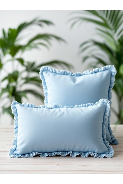 FARCY Set de perne decorative cu volane, pătrate și dreptunghiulare, umplute (2 bucăți)