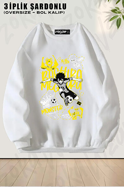 ZOKAWEAR Φούτερ Unisex Loose Fit Bachira Meguru Blue Lock με στάμπα με λαιμόκοψη Oversize