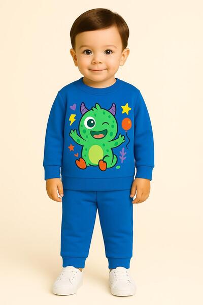 MODA Χαριτωμένο σετ παιδικής φόρμας με μακρυμάνικο στάμπα και λαιμόκοψη ποδηλ...