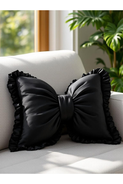 FARCY Ruffled Bow Appearance XXL Decorative Pillow Filled Bow Ribbon Gift Throw Pillow Cushion