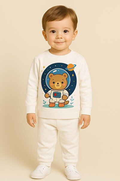 MODA Σετ παιδικής φόρμας με στάμπα αρκουδάκι, μακρυμάνικο, με λαιμόκοψη ποδηλ...