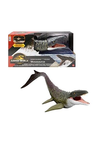 mattel JURASSIC WORLD Rebirth Super Colossal Mosasaurus Action Figure, Dinosaur Toy With 2 Attack Ac