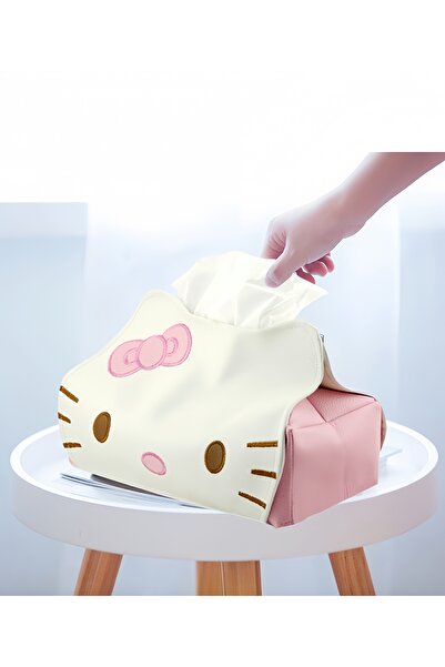 Generic Hello Kitty PU Leather Tissue Box Pink/White
