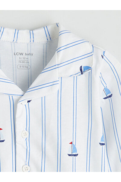 LC Waikiki LCW baby Ekru Resort Yaka Çizgili Erkek Bebek Pijama Takım