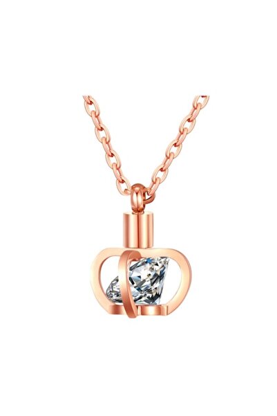 DROPY - Colier medalion din oțel inoxidabil, pandantiv cu imitație de diamant