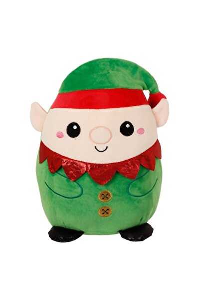 MYONNA IT & E- COMMERCE Mallow Cushion Figurine, 34cm, Soft Texture, Green/Red, Gold Buttons, Polyester