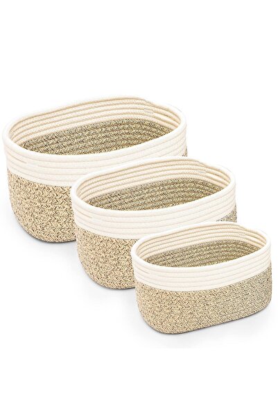 Generic Cotton Rope Storage Baskets | Set of Three, Premium Quality, Durable, Lightweight