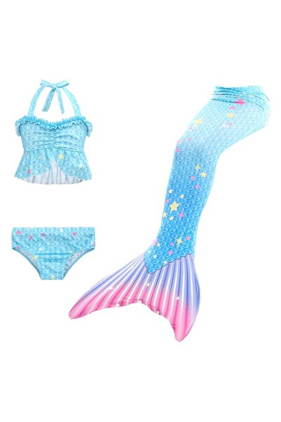 THK Set de costum de baie Ariel cu 3 piese, Sirenă, Stea de mare, Include top...