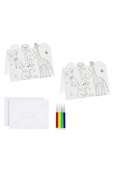 SHOPIENS Set Creativ Pictura, Model Jungla, 2 Cartonase, 2 Plicuri, 4 Carioci...