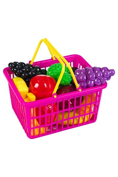 SHOPIENS Set Jucarie Supermarket, 18 Bucati, Fructe Multicolor, Cu Cos Plasti...