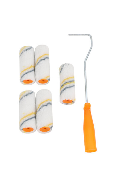 Lawazim Paint Roller Set 5 Piece 4 Inch - Reusable Mini Roller with Refills for Wall and Furniture