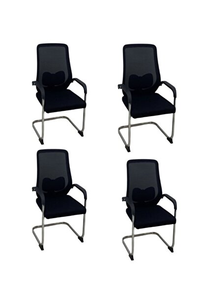 smart home مجموعة كراسي مكتب من 4 قطع، كرسي كمبيوتر ثابت، كرسي اجتماعات، كرسي زوار ومؤتمرات، 90×55×55 سم