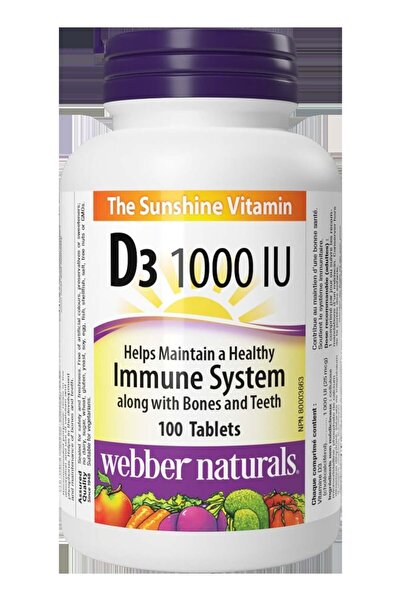 webber naturals Vitamin D3 1000 Iu Bone, Immune And Muscle Health Support 100...