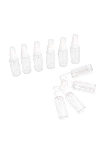 Lawazim Plastic Travel Spray Bottle Set 10 Piece 50ml - Clear Refillable Fine Mist Containers