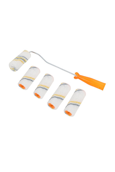 Lawazim Paint Roller Set 5 Piece 4 Inch - Reusable Mini Roller with Refills for Wall and Furniture