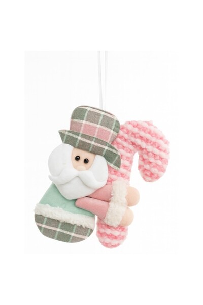 OEM Decorațiune de Crăciun pentru brad, ușă, fereastră, cu inel de agățat, model Moș Crăciun, textil, 17 x 13