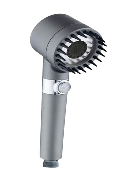 THK Shower Head, 3 Turbo Pressure Modes, Massage Brush, Water Purification Filter, Metallic Gray