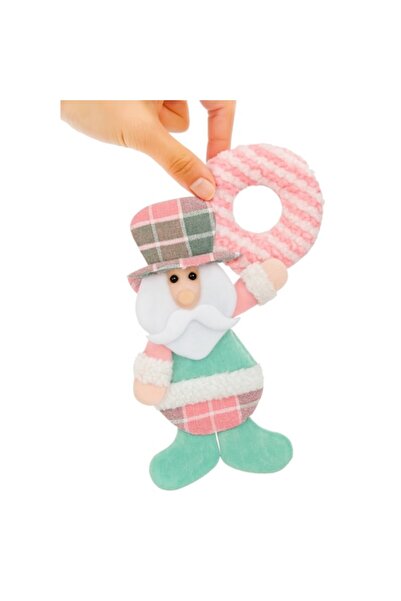 OEM Decorațiune de Crăciun pentru brad, ușă, fereastră, cu inel de agățat, model Moș Crăciun, textil, 20 x 16