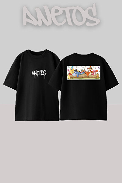 Anetos Honey And Donkey Design Spate cu imprimeu Bumbac Negru supradimensiona...