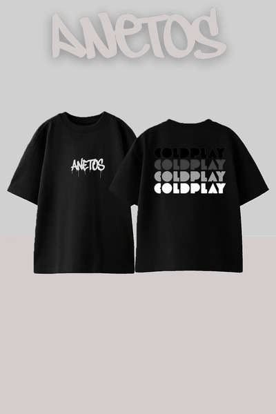 Anetos Bruno Mars 6 Design Back cu imprimeu Bumbac Negru supradimensionat tricou