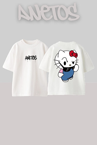Anetos Μπλουζάκι Hello Kitty Sus Reaction Design με τύπωμα Βαμβακερό λευκό ov...