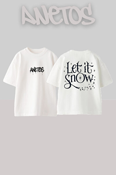 Anetos Μπλούζα Oversize με σχέδιο Lets It Snow και τύπωμα στη πλάτη από βαμβά...