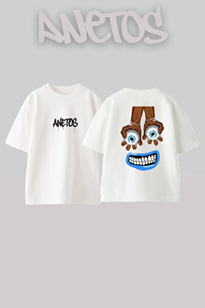 Anetos Μπλουζάκι Goz Eller Design Back με τύπωμα Cotton White oversized