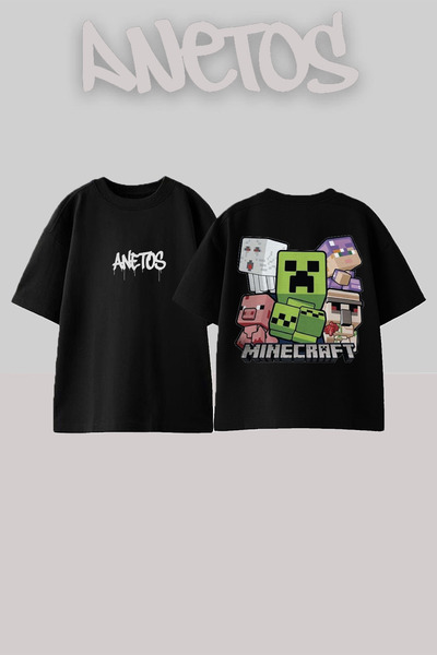 Anetos CAMSIETAS Σχέδιο Πίσω Πλάτη με τύπωμα Βαμβακερό Μαύρο oversized Μπλουζάκι