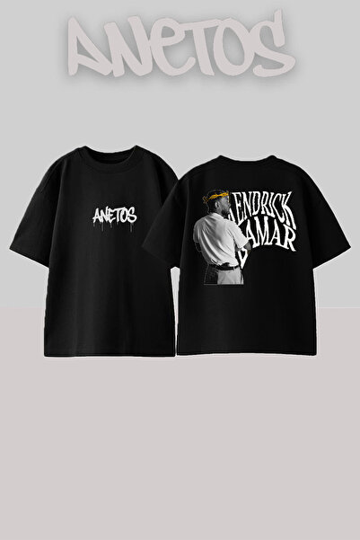 Anetos تي شيرت كيندريك لامار 7 بتصميم مطبوع على الظهر من القطن باللون الأسود ...