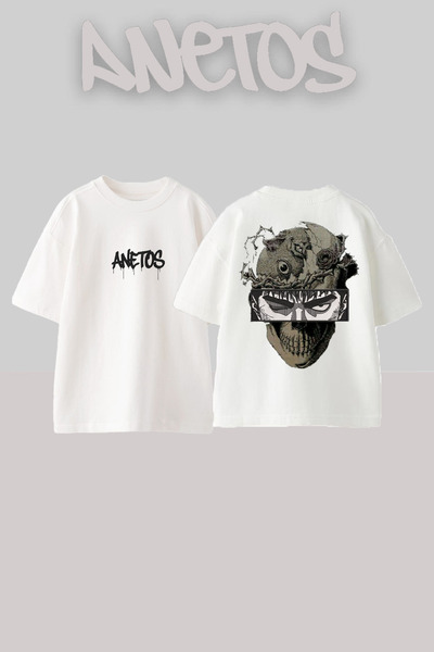 Anetos Μπλουζάκι Berserk 16 Design Back με τύπωμα Cotton White oversized