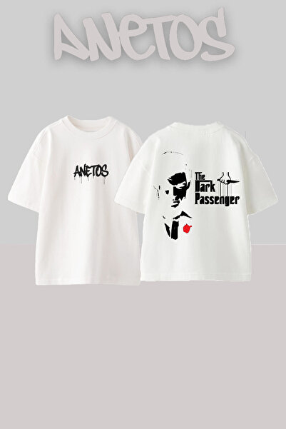 Anetos Dexter 13 Design Back cu imprimeu Bumbac Alb supradimensionat tricou