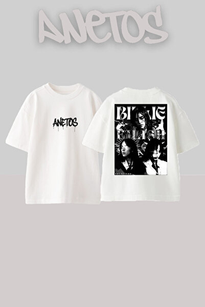 Anetos Μπλουζάκι Billie Eilish 10 Design Back με τύπωμα Cotton White oversized