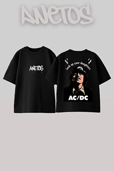 Anetos Μπλουζάκι Ad Dc 5 Design Back με τύπωμα Cotton Black oversized