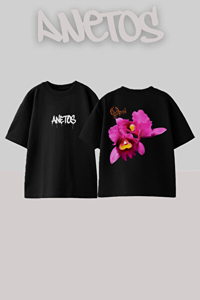 Anetos Μπλουζάκι Opeth 7 Design Back με τύπωμα Cotton Black oversized