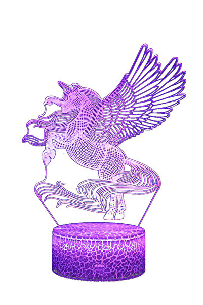 THK Lumină de noapte pentru copii, Cal Pegasus, 3D, Telecomandă, Crăciun, Cadou, Sărut Purpuriu