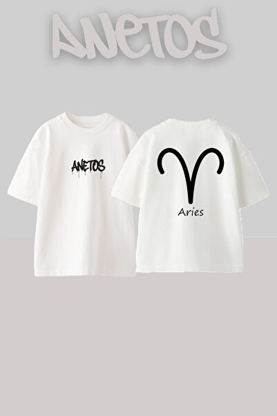 Anetos Μπλουζάκι Ariss Design Back με τύπωμα Cotton White oversized