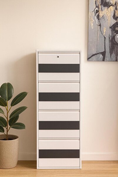 Karlı Home 4 LÜ AHŞAP DESENLİ METAL AYAKKABILIK