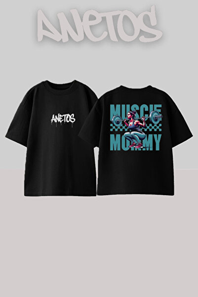 Anetos Mlıscie Design Leđa Štampano Pamuk Crna Oversize kroj T-shirt