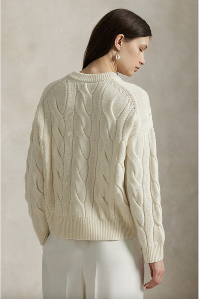Polo Ralph Lauren Cable-Knit Wool-Cashmere V-Neck Jumper