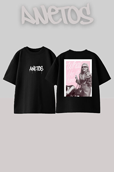 Anetos Μπλούζα Blondes 3 Σχεδίαση με τύπωμα στην πλάτη από βαμβάκι Μαύρη Over...