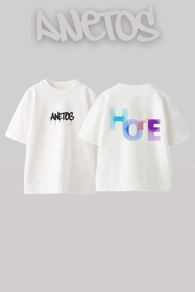 Anetos Μπλουζάκι Hope Design Back με τύπωμα Cotton White oversized