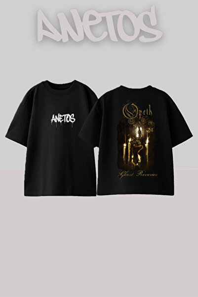 Anetos Μπλουζάκι Opeth 6 Design με στάμπα στην πλάτη, βαμβακερό μαύρο oversize
