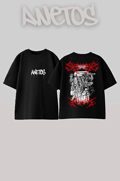 Anetos Μπλουζάκι Berserk 17 Design Back με τύπωμα Βαμβακερό Μαύρο oversized
