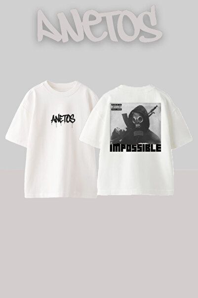 Anetos Μπλουζάκι Impossible Design Back με τύπωμα Cotton White oversized