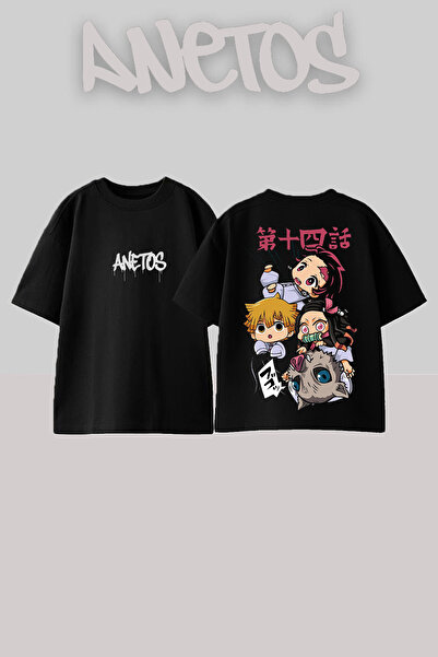 Anetos Baby Demon Slayer personaj Design Spate cu imprimeu Bumbac Negru supra...